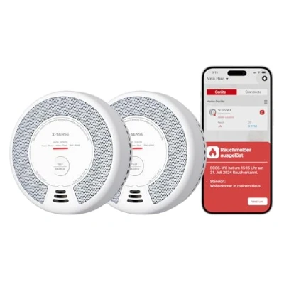 Abbildung von X Sense Rauch und Kohlenmonoxid Melder mit WLAN austauschbarer Batterie, 2 in 1 Rauchmelder, intelligenter kombinierter kompatibel Home Security App, SC06 WX, Stück