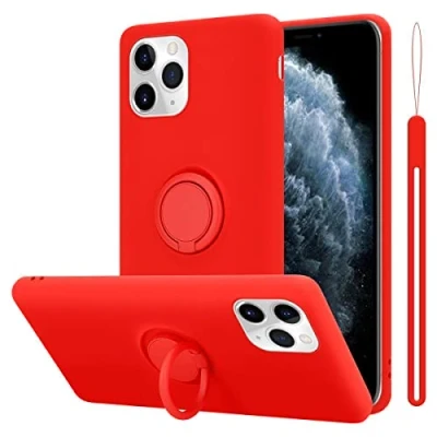 Abbildung von Cadorabo Hülle kompatibel mit Apple iPhone 11 PRO Schutzhülle TPU Silikon Case Liquid Design Ring Slim Kratzfest Liquidsilikon Microfaser Rundumschutz für in Rot