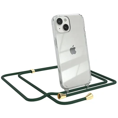 Abbildung von EAZY CASE Handykette kompatibel mit iPhone 14 Handyhülle Umhängeband, Handykordel Schutzhülle, Silikonhülle, Hülle Band, Stylische Kette für Smartphone, Grün