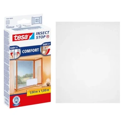 Abbildung von tesa Fliegengitter Gewebe Insect Stop Comfort für Fenster, (Packung, 1 St., Fliegennetz, Klettband, Andrück und Schneidehilfe), individuell zuschneidbar Insektenschutz ohne Bohren weiß