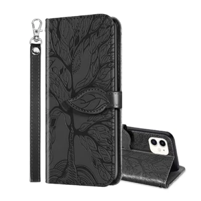 Abbildung von ONETHEFUL Handyhülle Tasche Book Cover für iPhone 11 Hülle Kunstleder Klappbar Flip Phone Case Brieftasche Huelle Etui mit Ständer Schwarz