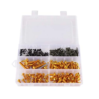 Abbildung von Alamor 177 Stücke Motorrad Verkleidung Bolzen Kit Muttern Schrauben Clips Für Honda/Yamaha/Kawasaki/Suzuki Gold