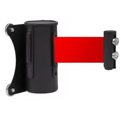 Abbildung von magnetisches Einzeihbar Wand Montiert Absperrung Band 2/3/5 m rot einziehbares Wandband mit schwarzer Stahlschale(2M/6.5FT)