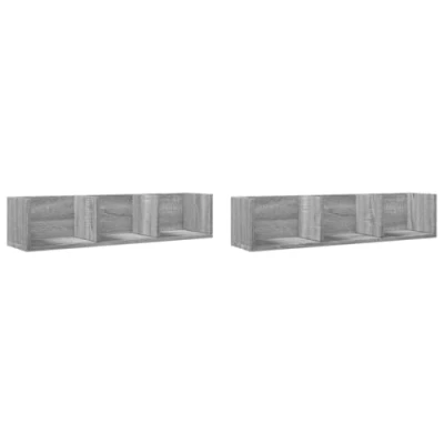 Abbildung von vidaXL Wandschrank 2 STK., Wandregal mit Stauraum, Hängeregal Bücherregal für Wohnzimmer, Schweberegal Regal TV Schrank, Grau Sonoma Holzwerkstoff