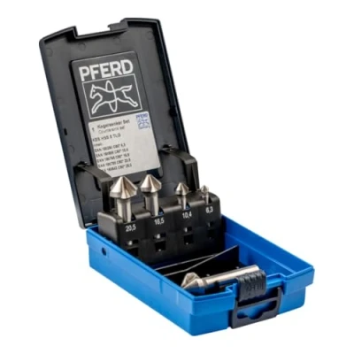 Abbildung von PFERD HSS Kegel /Entgratsenker Set, 5 tlg. 90, Ø 6,3 25,0 mm, DIN 335 C 25202153 zum Versenken von 90 Schrauben