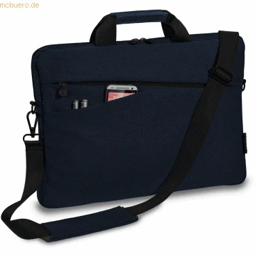 Abbildung von Pedea Laptoptasche *Fashion* Notebook Tasche bis 13,3 Zoll Laptop Umhängetasche mit Schultergurt Laptophülle blau/schwarz Notebooktasche für Damen &amp; Herren
