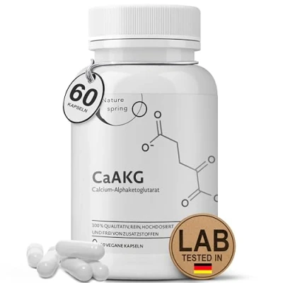 Abbildung von Nature spring® CaAKG Calcium Alphaketoglutarat Laborgeprüft in DE 60 Kapseln hochdosiert 1000 mg bester Qualität ohne Zusatzstoffe