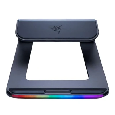 Abbildung von Razer Laptop Stand Chroma Ständer mit RGB Beleuchtung USB 3.0 Hub 3 Anschlüssen (18 Grad Neigungswinkel, Aluminium und ergonomisches Design) Schwarz