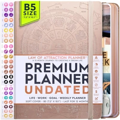 Abbildung von Life Planner Undatiertes Deluxe Wochen und Monatsplaner, eine 12 monatige Reise zur Steigerung von Produktivität Glück, Lebensorganisator, Dankbarkeitsjournal, Law of Attraction
