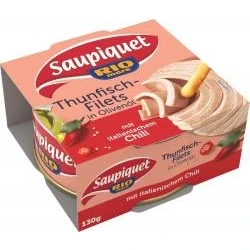 Abbildung von Saupiquet Rio Mare Thunfisch Filets in Olivenöl mit italienischem Chili, Feinstes Olivenöl, Echter italienischer Geschmack, 130g
