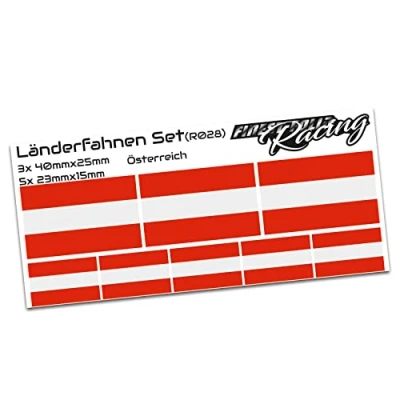 Abbildung von Finest Folia 8er Set Länderaufkleber Fahne Länderfahne Flagge Wetterfest RC Car Auto Motorrad Sticker Fahrrad Aufkleber Modellbau R028 (Austria)