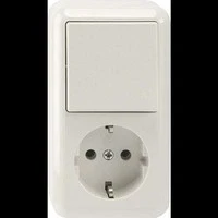 Abbildung von Schneider Electric Merten MEG3495 8719 Schuko Steckdose 16A, Aus Wechselschalter Kombination Aufputz 1 fach, IP20, Weiß, Made in Germany