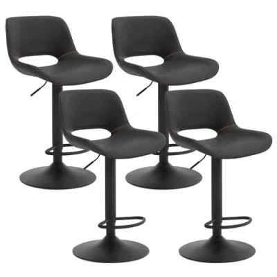 Abbildung von WOLTU Barhocker 4er Set, Barstuhl höhenverstellbar, Bar Hocker Stühle, Tresenstuhl, Kunstleder Stuhl, Tresenhocker, Bistrostuhl, Drehhocker, mit Rückenlehne Fußstütze, Anthrazit, BH402an 4