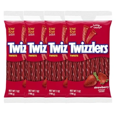 Abbildung von Twizzlers Strawberry 7oz Fruchtgummi aus den USA 4er Pack (4x198g)