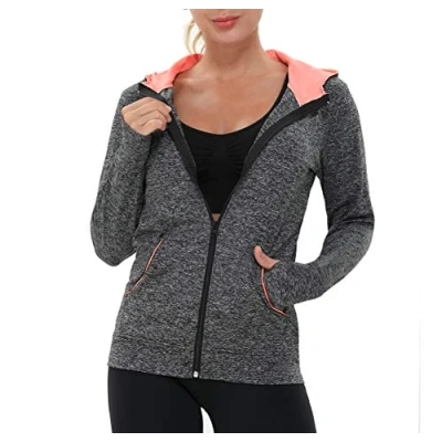 Abbildung von AMZSPORT Damen Laufjacke Sportjacke Langarm Trainingsjacke Sweatjacke mit Tasche Für Yoga Fitness Schwarz XL