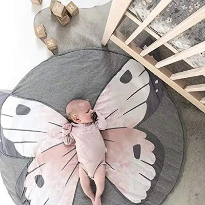 Abbildung von KIKOM Baby Krabbeldecke Cartoon Tier Spielmatte Spieldecke Baumwolle Weiche Schlafteppich für Kinder 90CM (Schmetterling)