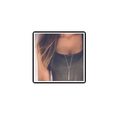 Abbildung von Lange Vertikale Stabkette Punkstab Y Form Anhänger Halskette Mode Pullover Kette Schmuck für Frauen Mädchen Teenager (Silber)