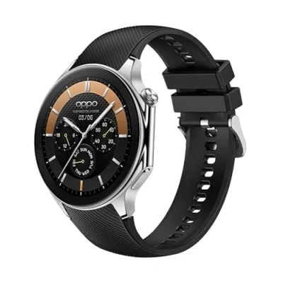 Abbildung von GIOPUEY Armband Kompatibel mit OnePlus Watch 2/Oppo X, Weiches Silikon [Verschleißfest] [Atmungsaktiv] Ersatzarmband Black