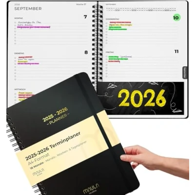 Abbildung von Kalender 2025 2026 A4 Terminkalender, Lehrerplaner, Schülerplaner, Uni Planer Wochenplaner Buchkalender Terminplaner, Notizbuch mit Buch Juli Dezember