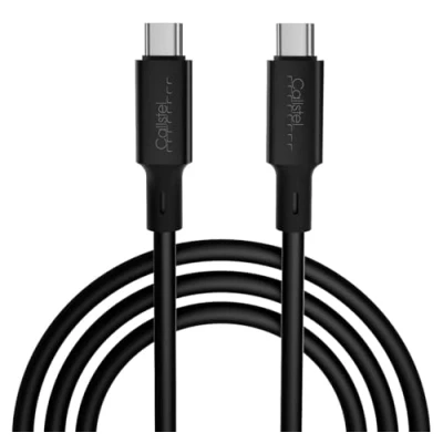 Abbildung von Callstel USB C auf Kabel: Ultraflexibles Silikon Lade /Datenkabel C/ C, 100W PD, 2m, schwarz (USB USBC, Ladekabel Typ mit Stecker, Apple iPhone)