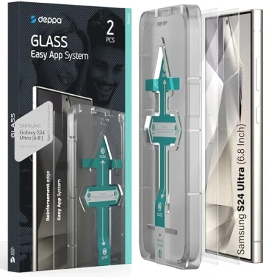 Abbildung von Deppa 2 Stück Schutzfolie für Samsung Galaxy S24 Ultra (6,8&#039;) mit Schablone Fingerabdruck kompatibel Glas Folie Schutzfolie, Schutzglas, Displayschutz, Panzerfolie
