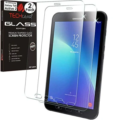 Abbildung von TECHGEAR [2 Stück] Schutzfolie kompatibel mit Galaxy Tab Active 2 8.0 zoll (SM T390 / SM T395), Displayschutzfolie aus gehärtetem Glas [9H Härte] [Crystal Clarity]
