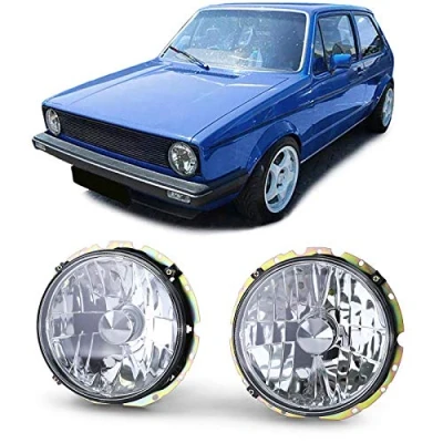 Abbildung von Carparts Online Klarglas Scheinwerfer H4 Chrom für VW Golf 1 74 83 Cabrio 93
