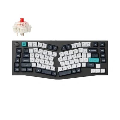 Abbildung von Keychron Q10 Max Kabellose Mechanische Tastatur, QMK/VIA programmierbarer Knopf, 2.4 GHz/Bluetooth/Kabel, RGB LED, Aluminium Ergonomisch für Mac Windows, Gateron Red Switch Schwarz