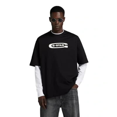 Abbildung von G Star OLD School LOGO BOXY Tshirt print, Herren, Größe: Large, Black