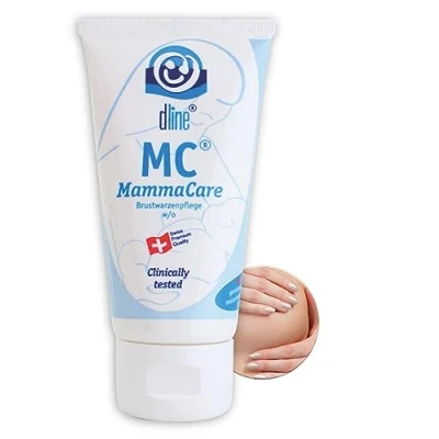 Abbildung von dline MC MammaCare Brustwarzensalbe 50ml Tube beruhigt wunde Brustwarzen beim Stillen cremig, zieht gut ein, pflegt und schützt schmerzende, rissige,