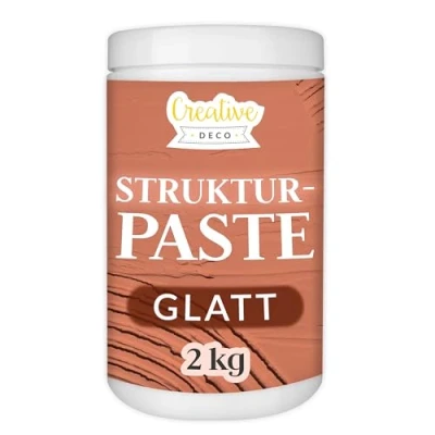 Abbildung von Creative Deco Strukturpaste Glatt 2 kg Ziegelrote Spachtelmasse für Acrylmalerei Modellierpaste Kunstprojekte, Acrylfarbe, DIY, 3D Effekte, Texturen Einfach mit Palettenmesser aufzutragen