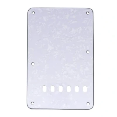 Abbildung von Musiclily 6 Löcher Vintage ST Tremolo Abdeckung Back Plate für Fender American/Mexican Standard Stratocaster Modern Style E Gitarre, 4 lagig White Pearl