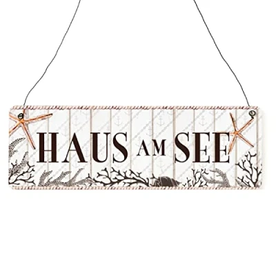 Abbildung von Interluxe Schild Haus am See Türschild Dekoschild Maritim Sommer Shabby Vintage Ferienhaus