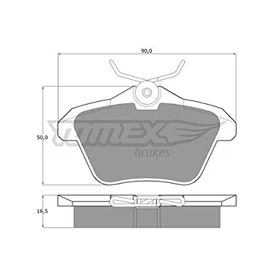 Abbildung von TOMEX brakes TX 12 68 Bremsbelagsatz Hinterachse ALFA ROMEO: 166, 156 Sportwagon, Limousine, LANCIA: Kappa Limousine