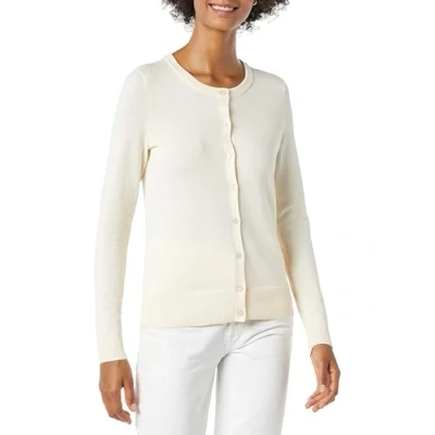 Abbildung von Amazon Essentials Damen Leichte Rundhalsstrickjacke (Erhältlich In Übergröße), Ecru, S