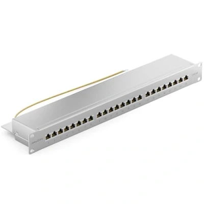Abbildung von deleyCON CAT 6a Patchpanel Verteilerfeld 24 Port Desktop 19&quot; Zoll Rackeinbau Servermontage RJ45 Geschirmt TIA568A TIA568B Lichtgrau