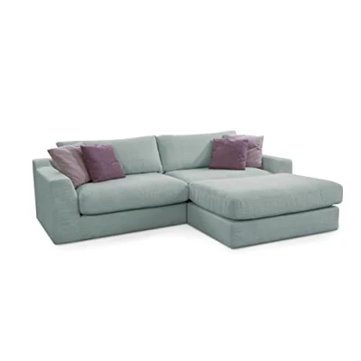 Abbildung von CAVADORE Ecksofa Fiona / Mega L Sofa in Cord mit tiefen Sitzflächen und weicher Polsterung Cordsofa 277 x 90 199 Cordstoff Blaugrau