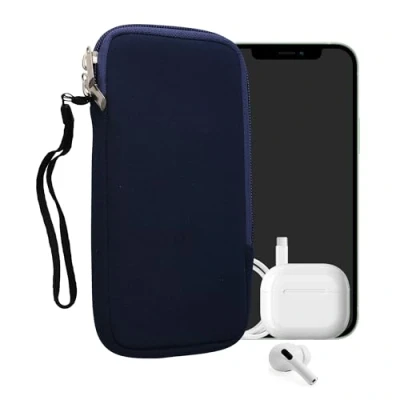 Abbildung von kwmobile Handytasche für Smartphones XXL 7&quot; Neopren Handy Hülle Dunkelblau Tasche 17,7 x 8,5 cm Innenmaße