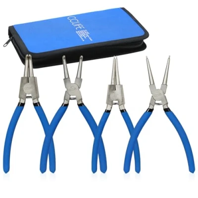 Abbildung von CCLIFE Sprengringzangen Seegeringzange Set 4tlg, 150mm Zange Gerade &amp; Gebogen für Sicherungsring Innen/Außen