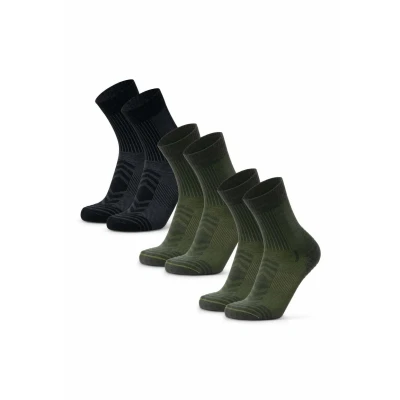 Abbildung von DANISH ENDURANCE Leichte Merinowolle Wandersocken, Warme Outdoor &amp; Trekking Socken, Anti Blasen, für Herren Damen, 3 Paar Mehrfarbig (1x Schwarz, 2x Olivgrün) 43 47