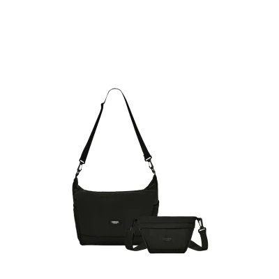 Abbildung von LARKSON Shopper Tasche Damen &amp; Herren Schwarz Olea Faltbare Schultertasche mit Reißverschluss Foldable Shopping Bag 14 Liter Faltbar zu Crossbody Leicht
