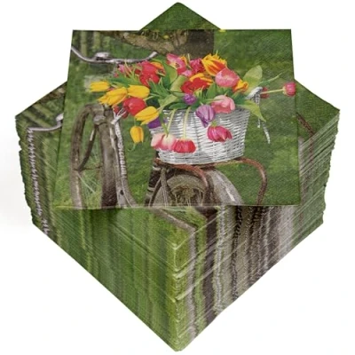Abbildung von HEKU 100 Servietten, 3 lagig, 33x33cm, Tulpen I Saugstark und praktisch verpackt Hergestellt in Deutschland Ideal für besondere Anlässe