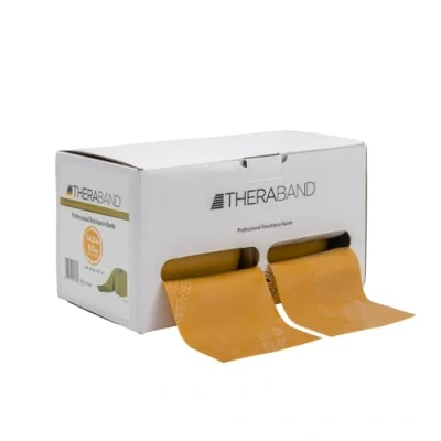 Abbildung von TheraBand Profesional Resistance Band, 45 m, Gold Max Strength Elite Latex Professional Elastic Bands For Upper and Lower Body Exercise, Physical Therapy, Pilates, &amp; Rehab, Dispenser Box, 20180