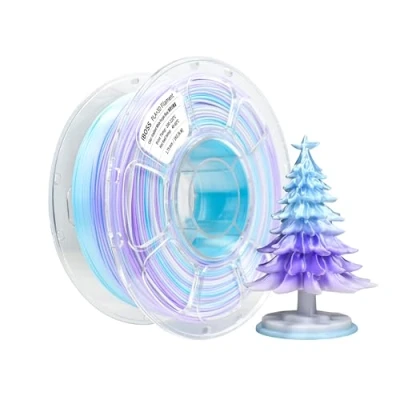 Abbildung von iBOSS Seide Gradient PLA Plus (PLA+) 3D Drucker Filament 1,75 + / 0,02 mm, 1 kg Spule (2,2lbs) Dreifarbiges Pro Filament, Passend für die meisten FDM (Farbverlauf Weiß Lila Blau)