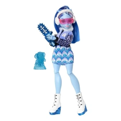Abbildung von Monster High Fearbook Abbey Bominable Set mit Puppe und Zubehör zum Thema Kunstclub, Collegejacke, Jahrbuch, Mal Modellierwerkzeugen, JDR58