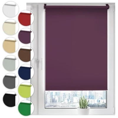 Abbildung von Verdunkelungsrollo Klemmfix ohne Bohren 60cm x 130cm Violett Verdunklungsrollo Fensterrollo Rollo Seitenzugrollo Klemmrollo für Fenster &amp; Tür