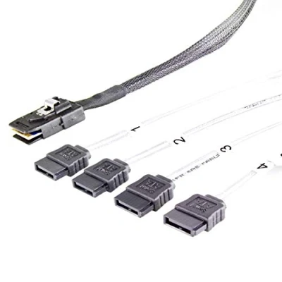 Abbildung von FANTEC SRC Mini SAS zu 4X SATA Kabel (SAS SFF8087 SATA, 6Gbits/s pro Anschluss, für Servergehäuse der Reihe)