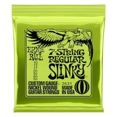 Abbildung von Ernie Ball Regular Slinky 7 Saiter Nickel Wound E Gitarrensaiten, Stärke 10 56