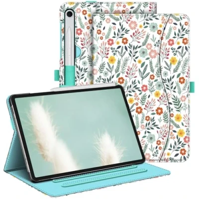 Abbildung von Fintie Hülle für Samsung Galaxy Tab S9 FE 5G 10.9 Zoll/Galaxy 11 Zoll 2023, Multi Angle Viewing Schutzhülle mit Tasche, Auto Sleep/Wake, Spring Bloom