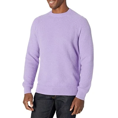 Abbildung von Amazon Essentials Herren Oversize Pullover mit Rundhalsausschnitt aus strukturierter Baumwolle, Lavendel, L